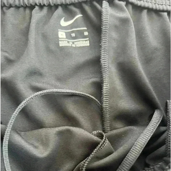 Nike Track Pants Mens Black Straight Leg Gray Swoosh Logo Pockets Drawstrings - Picture 3 of 5